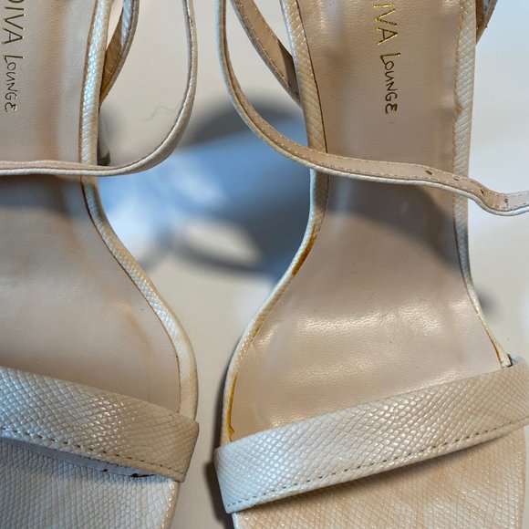 Faux Leather Nude Snake Skin Print Strappy Heels - Picture 5 of 7